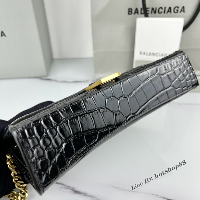 Balenciaga專櫃爆款鱷魚紋牛皮女包鏈條包 巴黎世家經典沙漏鏈條斜挎包 fyj1052